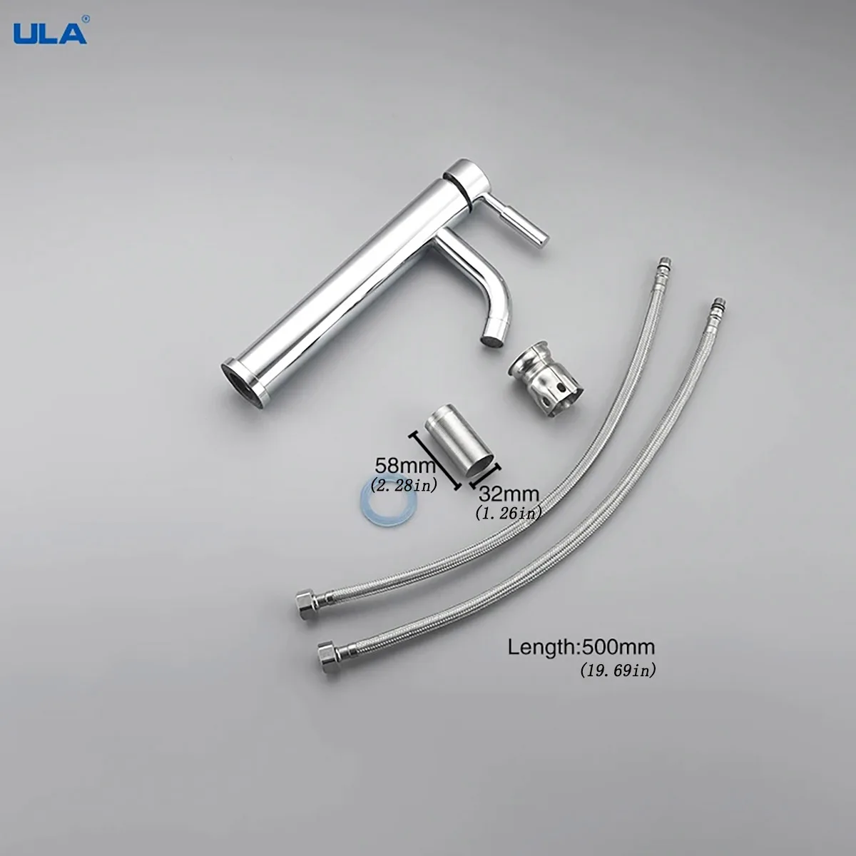 Stainless Steel Tall Basin Faucet, Single Handle Bathroom Sink Tap, Chrome Polished Vanity Faucet for Countertop Vessel Sink