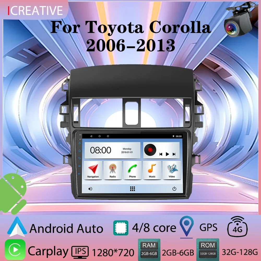 

Car Radio for Toyota Corolla E140 E150 2006-2013 Multimedia Carplay 2din Stereo Auto Audio Headunit Android 9inch Navigation GPS