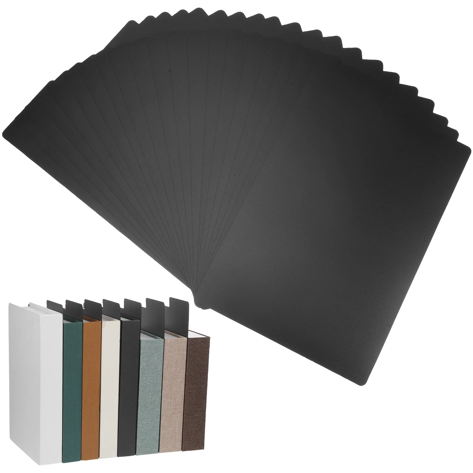 

20 Pcs Book Dividers Black for Shelves Tabs Documents Comic Vinyl Record Separator Index Organizing Storage Box