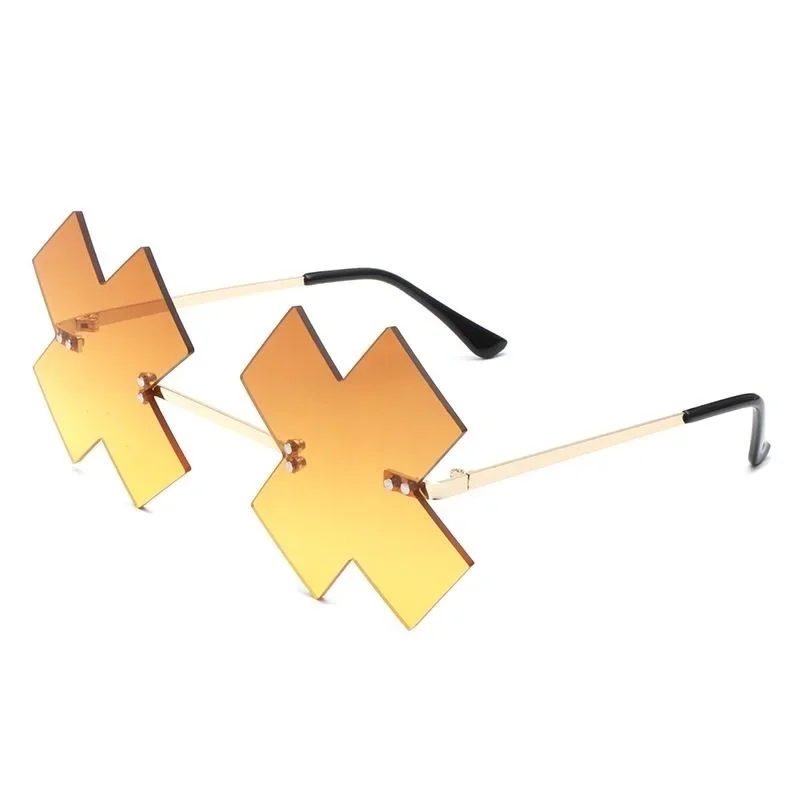 Game Guilty Gear Happy Chaos Cosplay Unisex Glasses Alloy Frame Golden Gradient Sunglasses Eyewear Halloween Carnival Prop