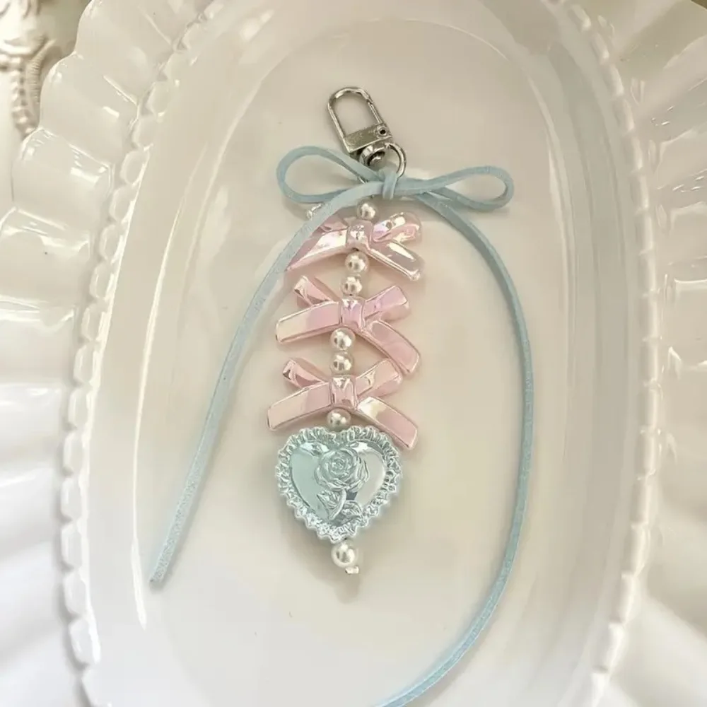 High Quality Bow Ribbon Bead Keychain Handmade Bag Charms Bag Pendant Keychain Decor