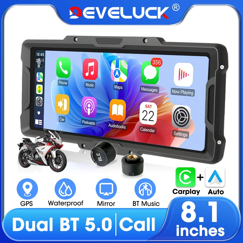 

8.1 Inch Motorcycle Carplay Android Auto Navigation GPS for Moto Display Screen IP67 Waterproof BT Digital Motorcycles Dashboard