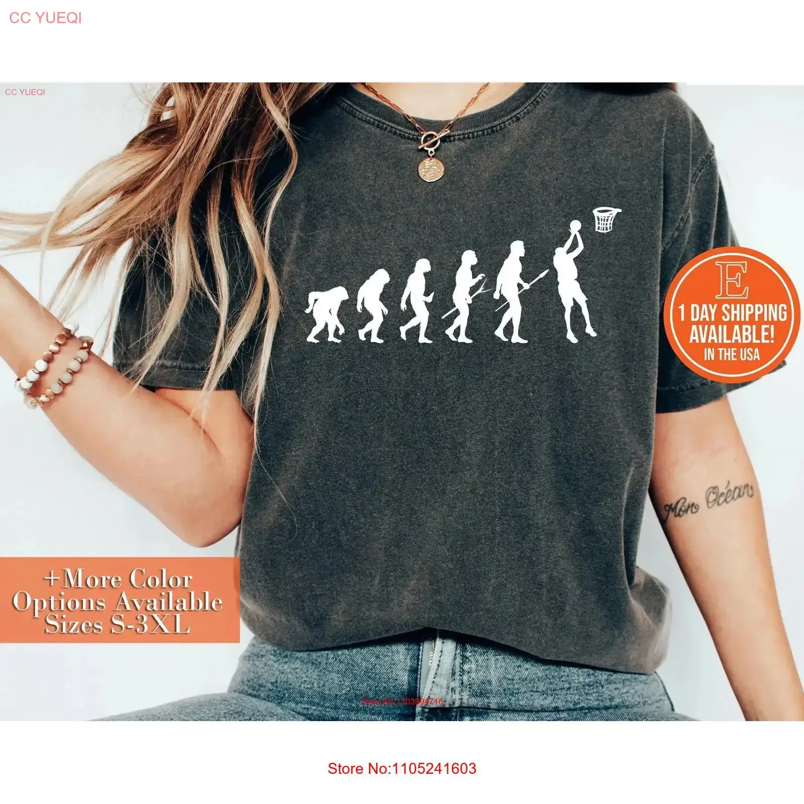 T-shirt de basket-ball « Evolution du basket-ball » : du singe à l'humain, pour enfants, vintage, délavé, décontracté, confortable, streetwear
