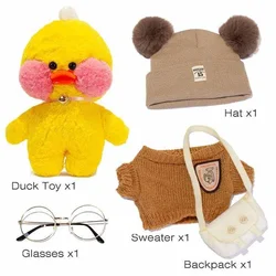 Animal de peluche de pato para niñas adolescentes, pato Kawaii con gafas y ropa, Animal de peluche suave, regalos de cumpleaños para niños y niñas