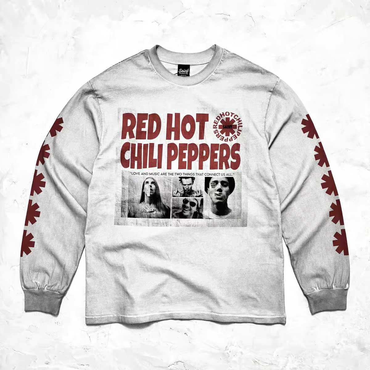 26fw RED HOT CHILI PEPPERS RHCP Washed SAINT Long Sleeves T Shirt Men Women High Quality Tee Tops T-Shirt