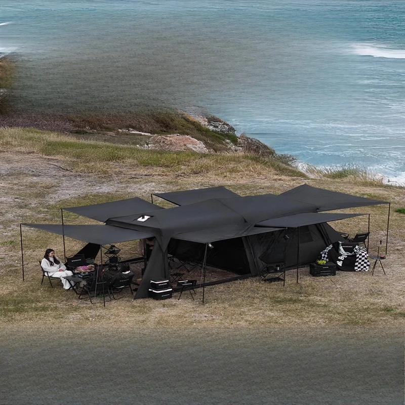 

Tent outdoor camping overnight rainstorm protection portable folding two rooms and one living room camping equipment