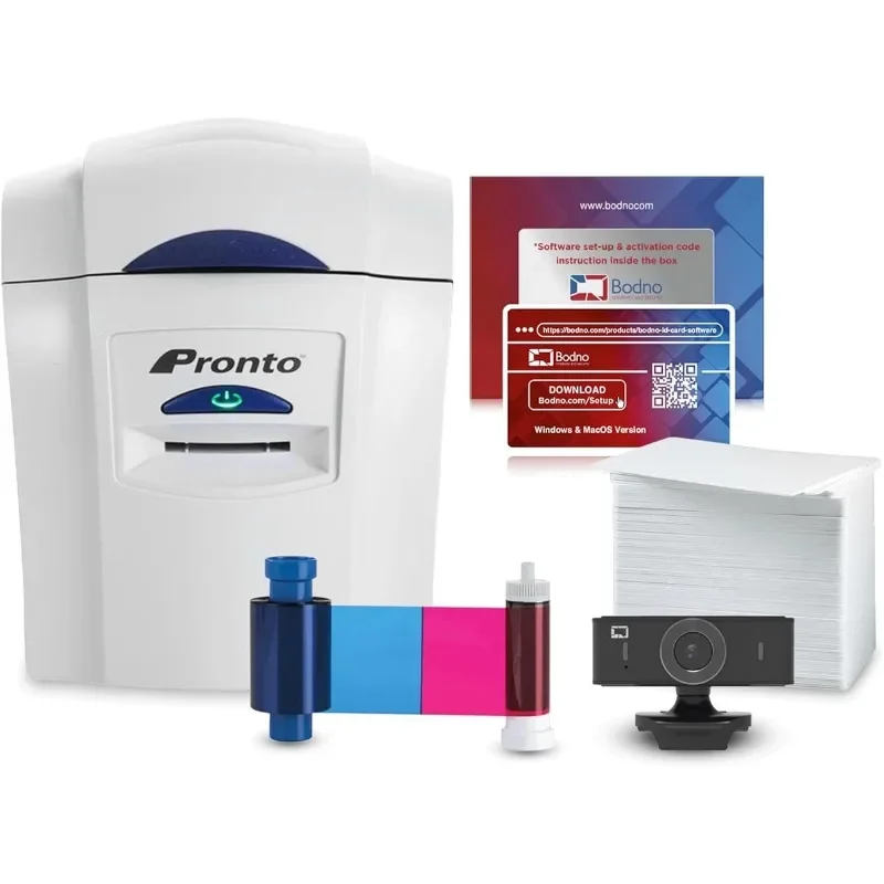 

Authenticity guarantee.Magicard Pronto ID Card Printer & Super Supplies Package ID Software, Camera, 300 Cards and 300 Print Rib