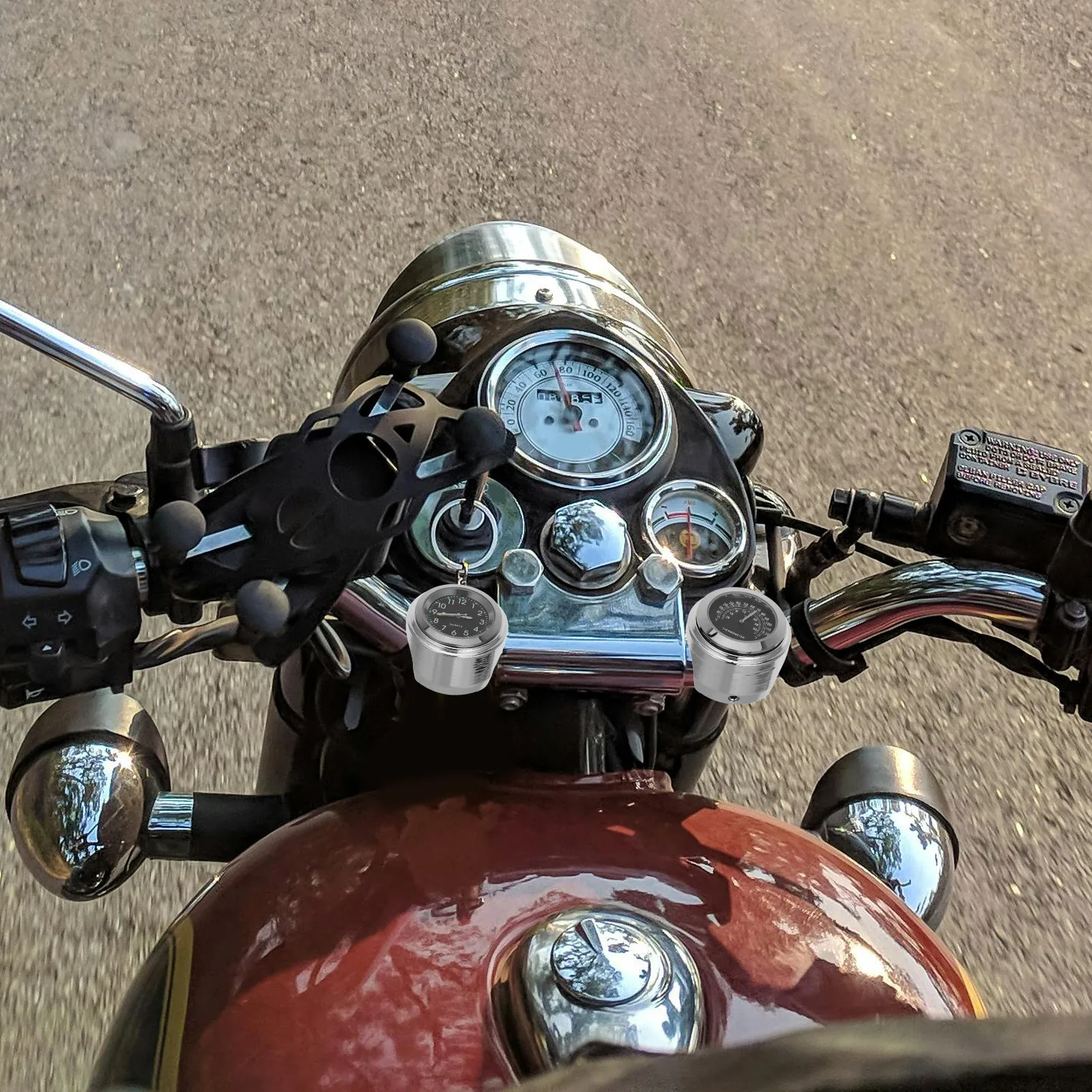 

2Pcs 22-25mm Motorcycle Clock Thermometer Aluminum Wear-Resistant Waterproof Universal Fit Motorcycle Clock