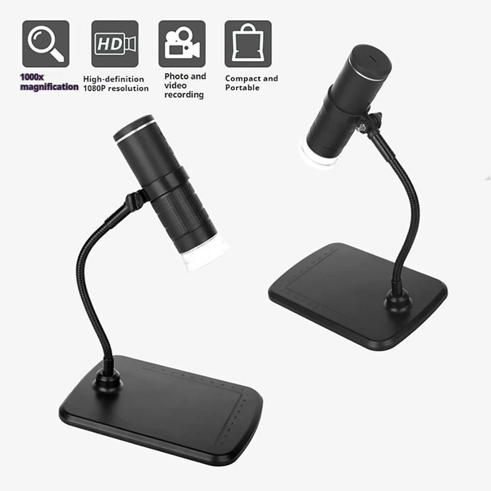 Wifi Digital Microscope 1000X Zoom HD 1080P Electronic Microscope With Adjustable Stand USB Coin Microscope for IOS Android