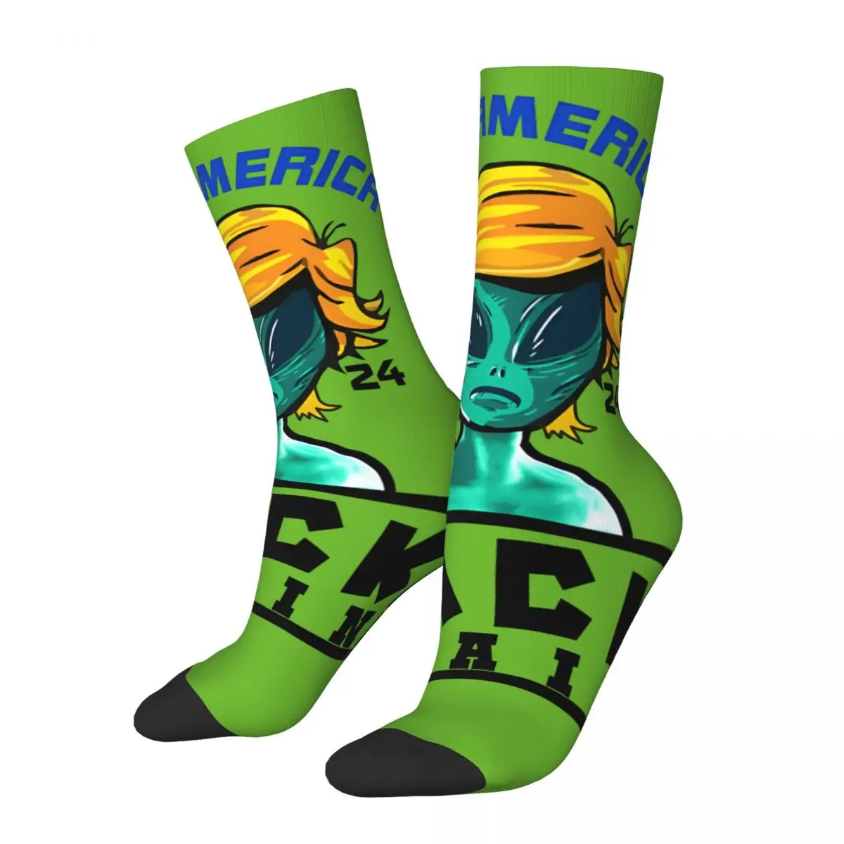 Trump 2024 Aliens Take America Back Men's compression Socks Unisex Street Style Seamless Printed Funny Novelty Crew Sock Boys