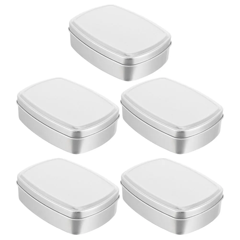 

5pcs Aluminum Box Scent Soap Storage Containers Lidded Metal Small Candy Tins Travel Portable Tin Boxes For Pills Mints Candies