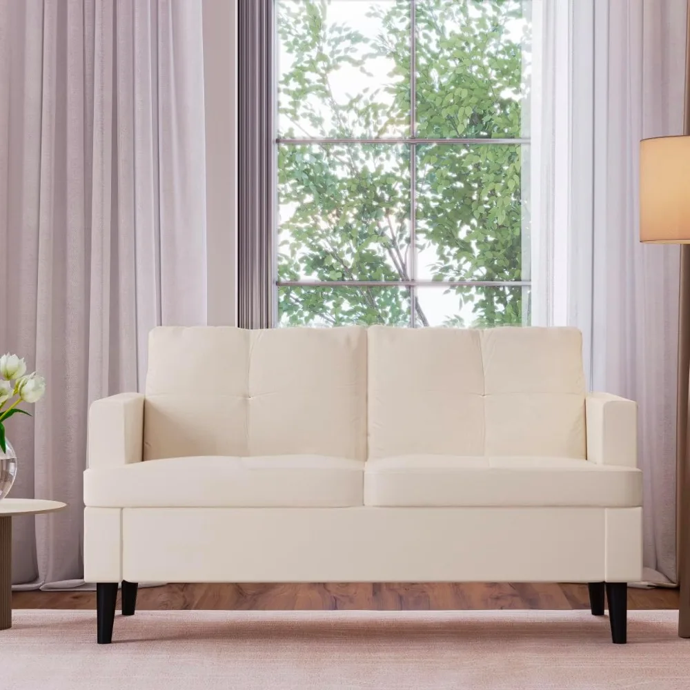 

Loveseat, Ivory Velvet Love Seat, Small Couch (MIL-CCH-IV)