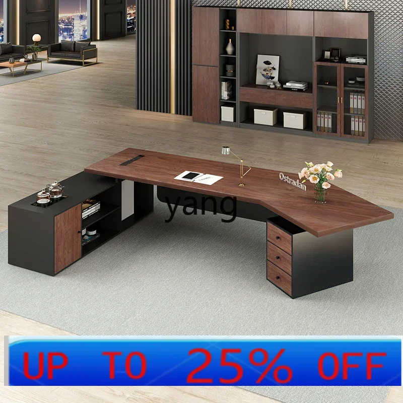 LMM Kettle with Side Cabinet Socket Law Firm Solid Wood President Desk