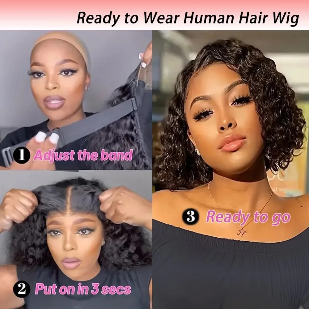 شعر مستعار بشري بموجة عميقة بدون لاصق للنساء ، ملتف مسبقًا ، دانتيل مقطوع مسبقًا ، خط شعر طبيعي ، جاهز للارتداء ، كثافة ، 6x4