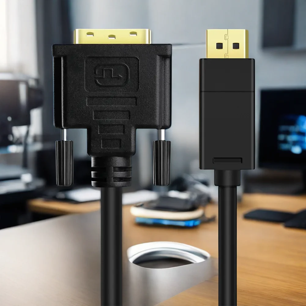 DTECH Black PVC Jacket 1.8m 3m Golden Plated DP to DVI Connector Cable