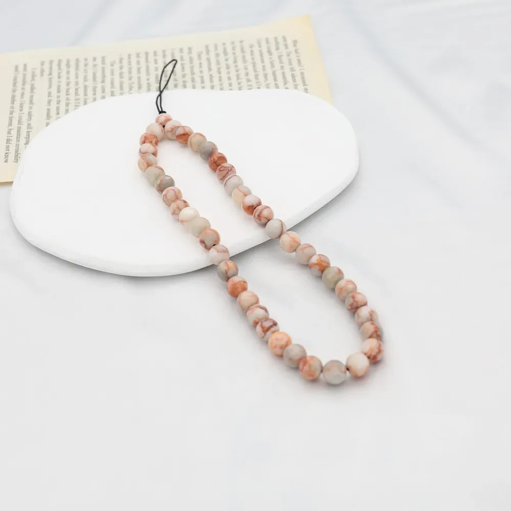 

8mm Mobile Phone Chain Handmade Natural Stone Cellphone Lanyard Mobilephone Strap Anti-lost Accessories