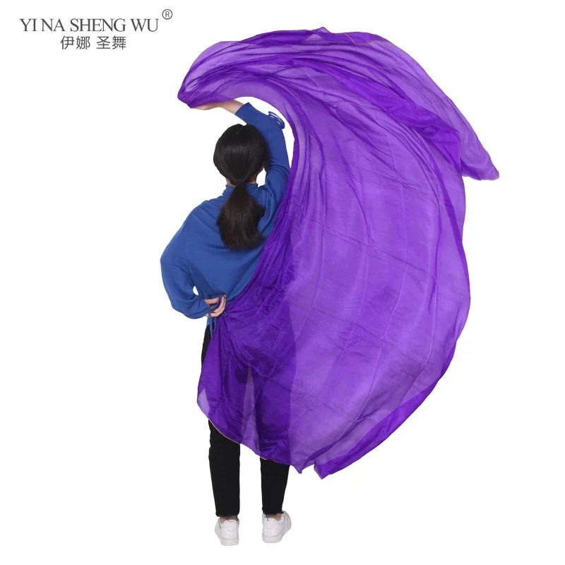 New Silk Belly Dance Veils Shawl Scarf Pure Purple Color Bellydance Practice Performance Silk Veils 250/270*114 cm For Women