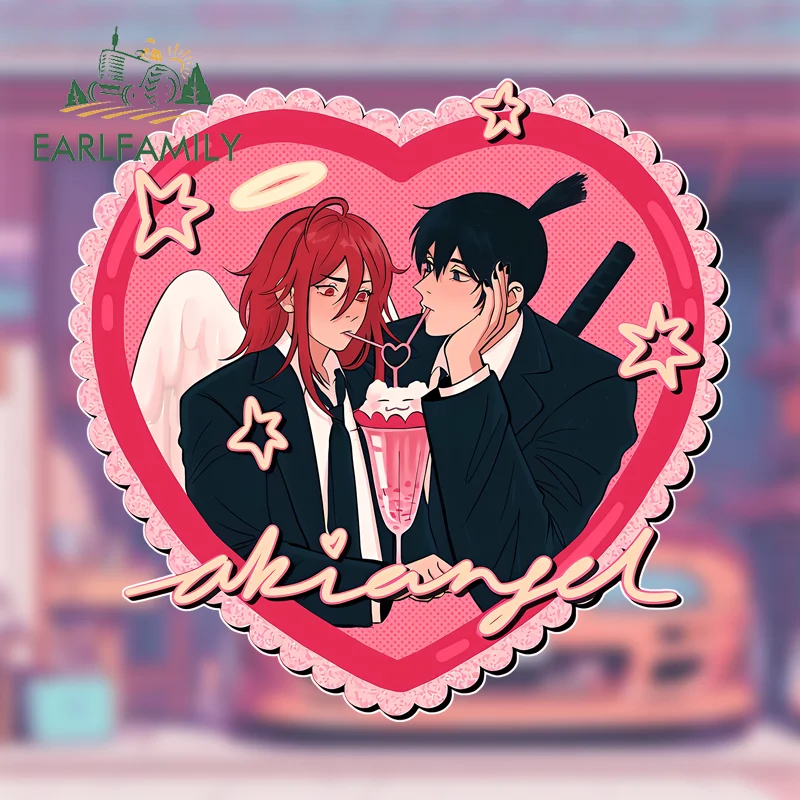 EARLFAMILY Heat-shape Aki Angel Car Stickers Delicate Fascinating Anime Rearview Mirrorr Window Decal Scratch-Proof ATV Label