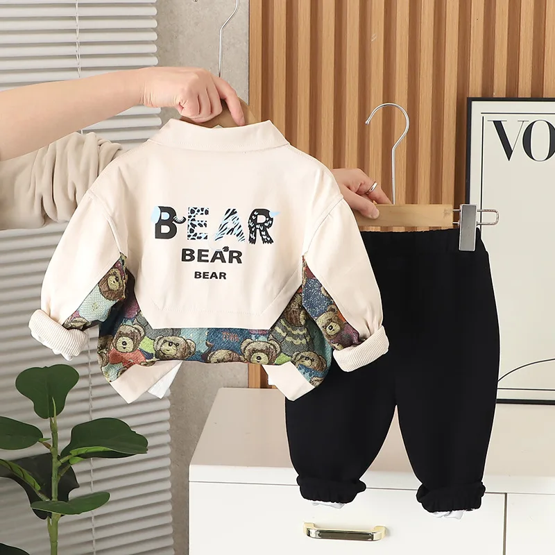 3 Piece Toddler Outfits 2025 Spring Autumn Infant Clothes for Baby Boys and Girls Denim Jacket + T-shirt + Pants Childrens Suit