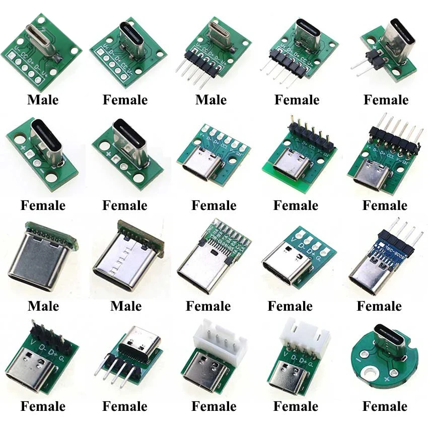 1Pcs USB 3,1 Typ C Stecker 90/180 Grad Vertikale Test PCB Board Adapter Männlich Weiblich Buchse Für daten Linie Draht Kabel Transfe – Detail 1