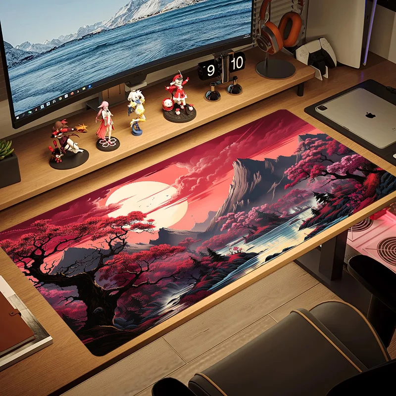Mouse Pad Minimalist Landscape Desk Pad Deep Scene Print High-end Black Oversized E-sports Office Custom Keyboard accessories