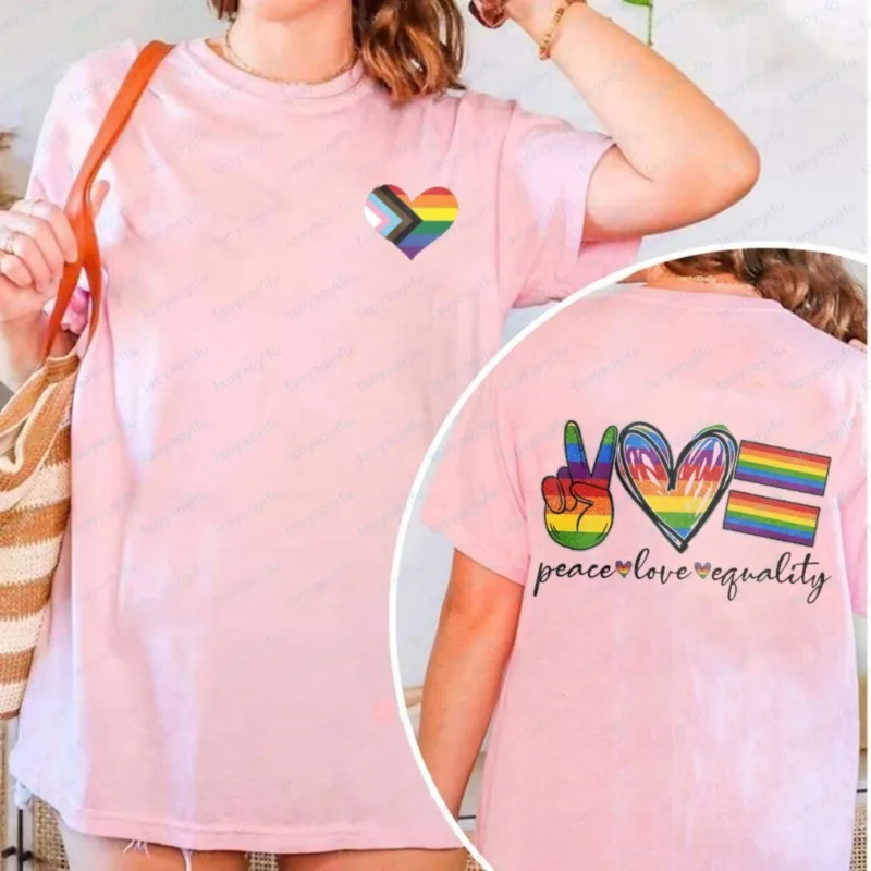 

Pride Progress Rainbow Heart Shirt Pride Pocket LGBT Tee Pride Rainbow Heart Graphic O-neck Tops Ally Retro Clothes for Women