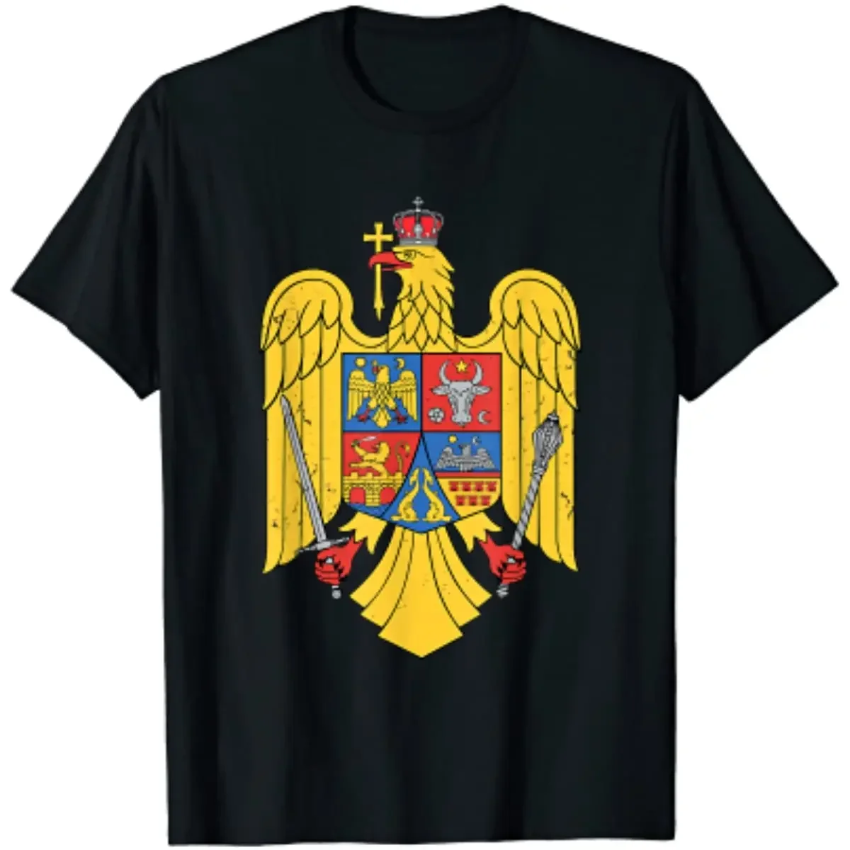 

Romanian Clothes Romania Coat of Arms with Eagle Men T-Shirt Short Sleeve Casual Cotton Boys T-Shirts