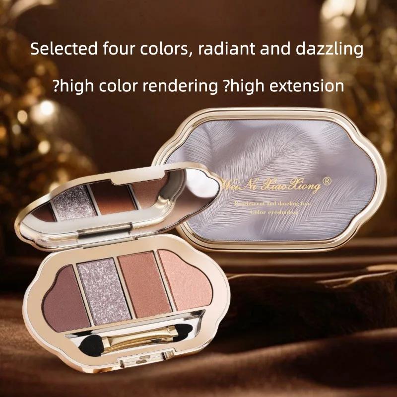 Palette di ombretti opachi con diamanti a quattro colori Little Bear Pearl, ombretto a 4 colori