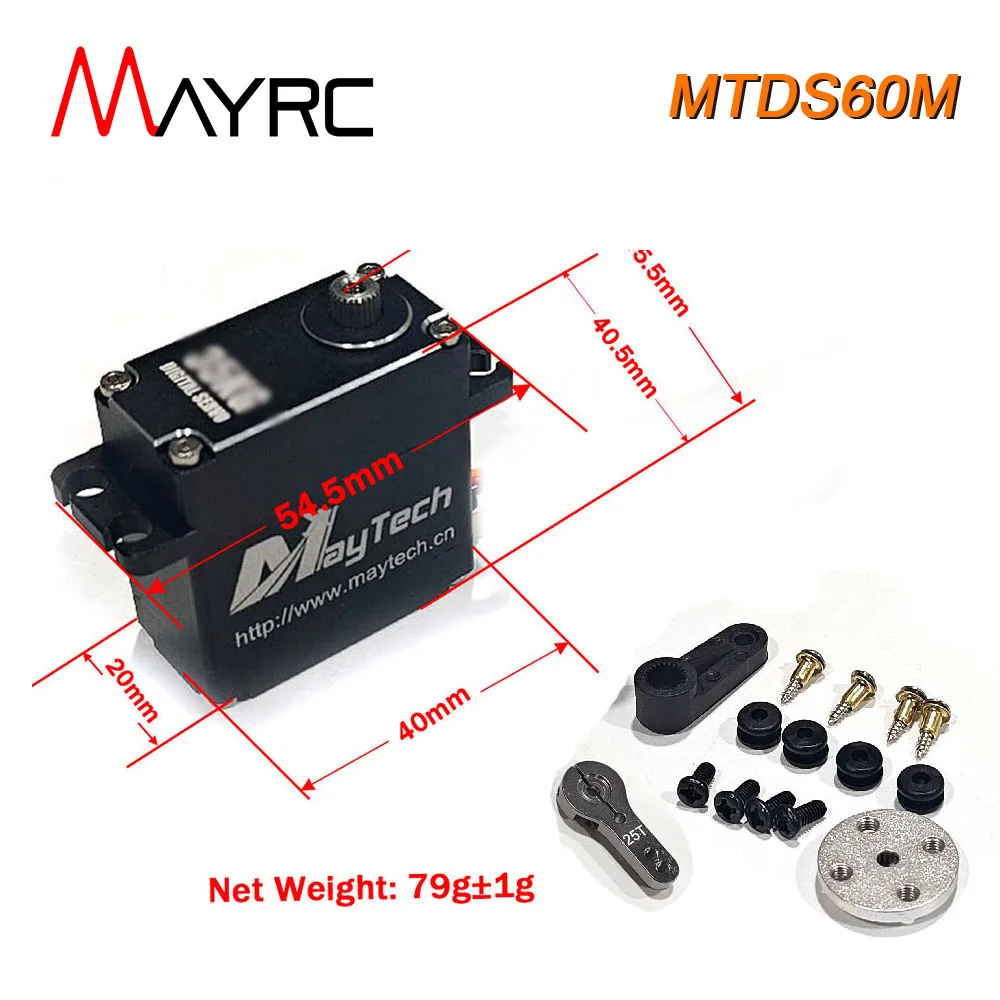 

MAYRC 60kg/CM 0.11sec/60° High Speeed Digital Servos Aluminum Metal Gear for Car Mountain Buggy Robot Arms Offroad Vehicle