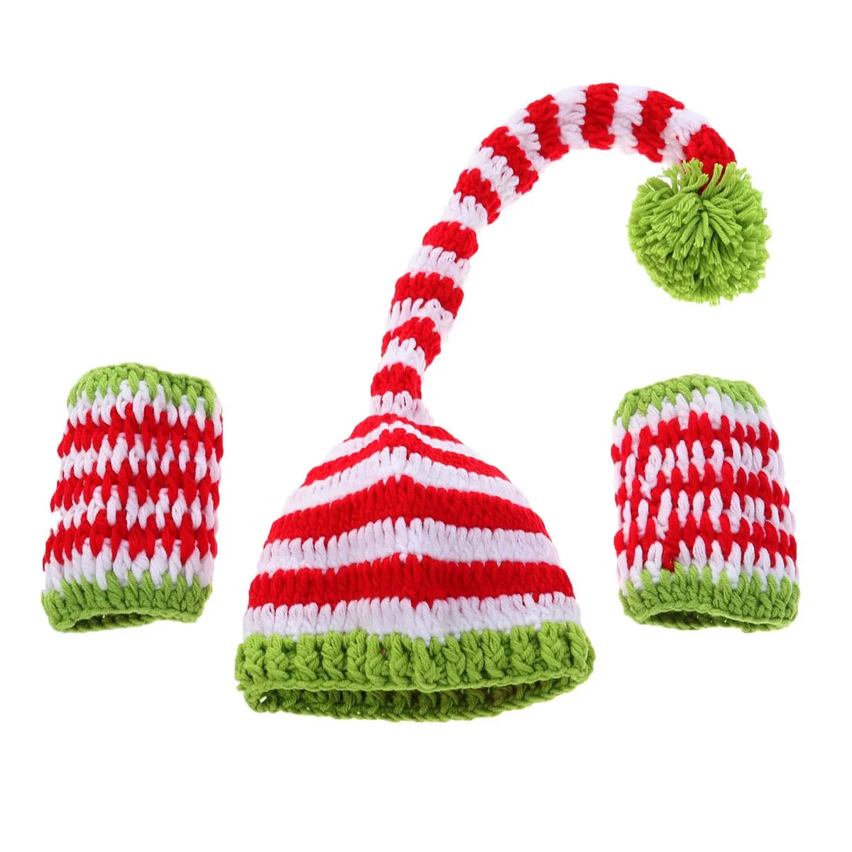 ชุดถ่ายภาพเด็กแรกเกิด หมวกและที่อุ่นขา ชุดถ่ายภาพวันหยุดคริสต์มาสสำหรับเด็กทารก อุปกรณ์ประกอบฉากถ่ายภาพเด็ก