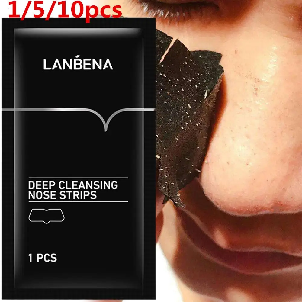 LANBENA-Cravo Removendo Tiras Nasais, Nose Sticker Cleaner, Poros Peeling, Limpeza Profunda, Cuidados com a Pele Acne, 1 5 10Pcs