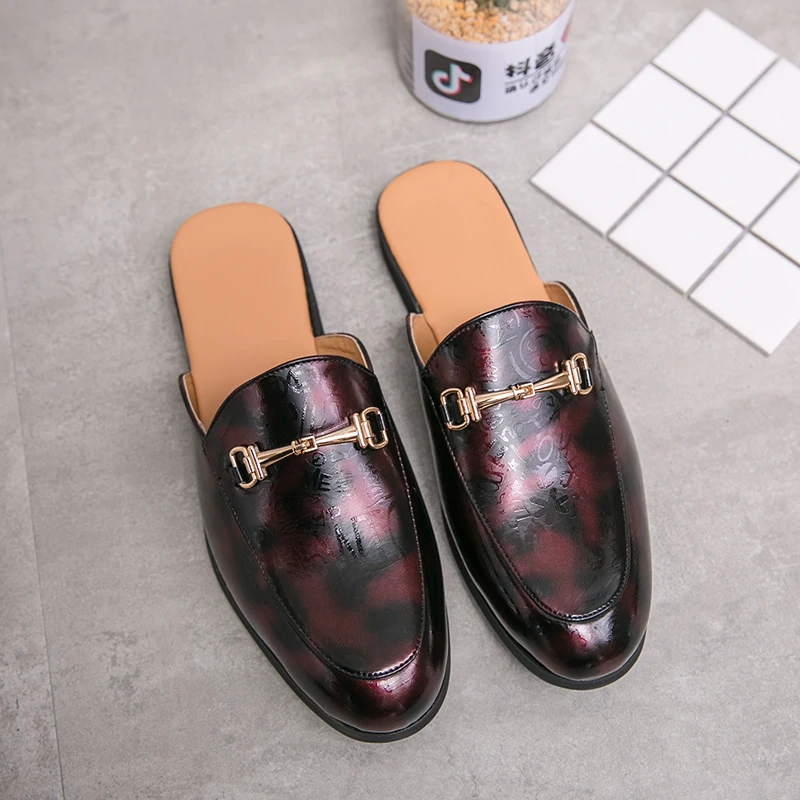 Half Shoes Men Leather Shoes Lightweight Man Mules Casual Shoes Male Fashion Loafers Slipper Masculino Mocassin Homme Chaussure