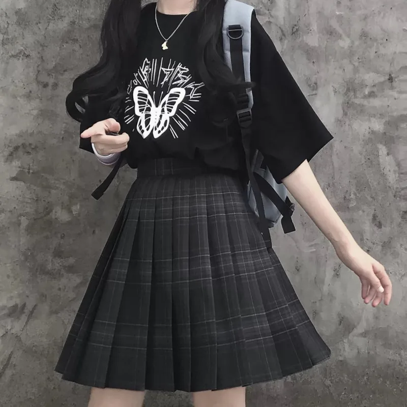 Minigonne donna 2023 estate scuola giapponese gonne a pieghe vita alta Kawaii carino rosa gonna scozzese uniforme Harajuku Jupe