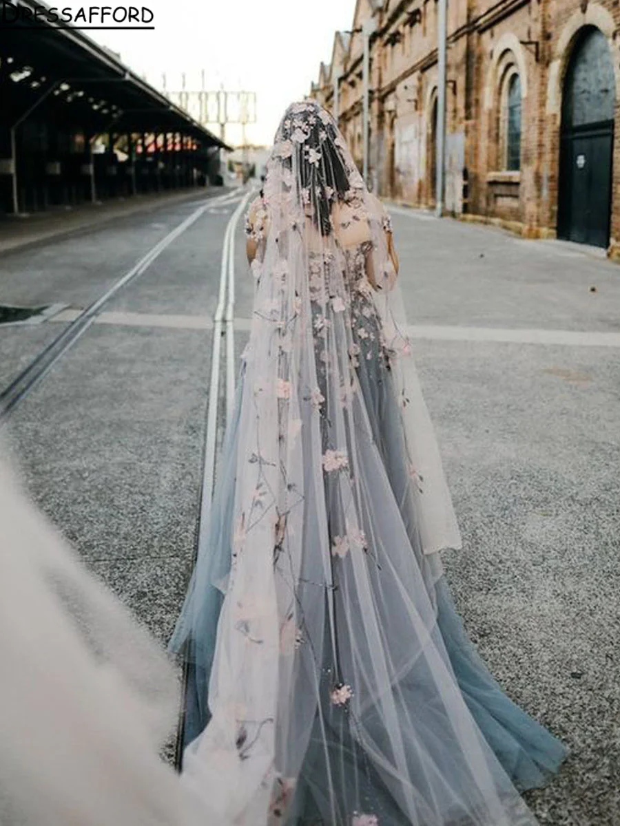 Flower Veil Long  Floral Wedding Veils