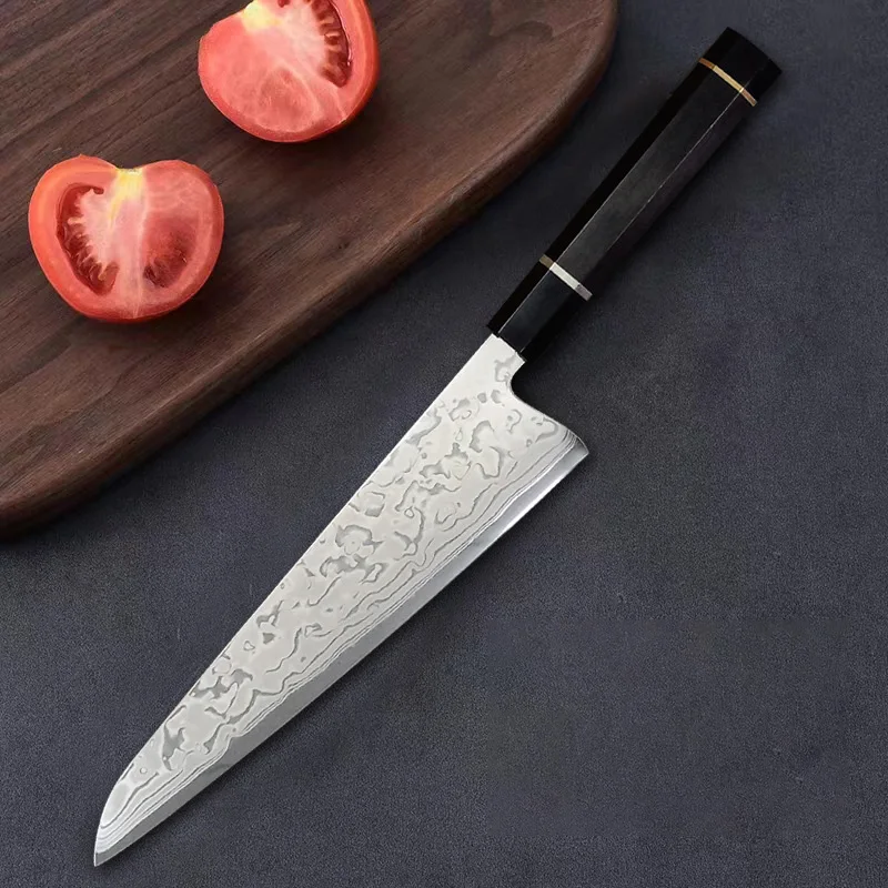 

Sashimi Knife Double-edged Blade 67 Layer Damascus Steel Sharp Chefs Cleaver Slicing Kitchen Knives Cooking Tools Wood Handle