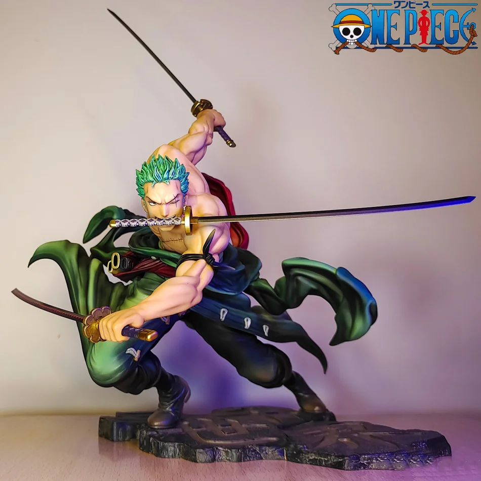 Figura de Anime de One Piece de 10 cm, GK Roronoa Zoro con Tres Espadas, Estatua de Anime de Manga, Figura de Acción Coleccionable, Regalos