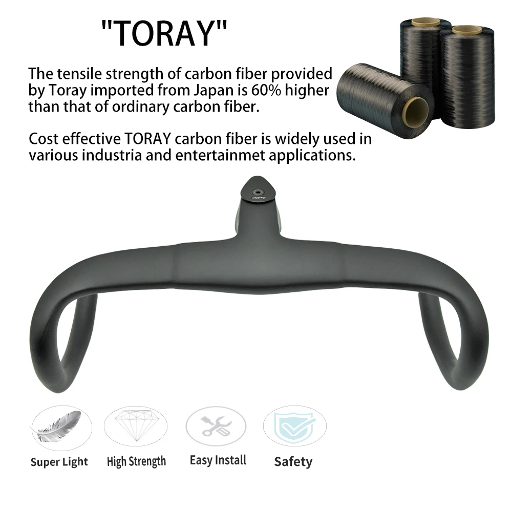Road Bike Handlebar Integrated Cockpit 28.6mm for F10/ F12 High Strength Full Carbon Fiber Black Paint with Bike Computer Mount