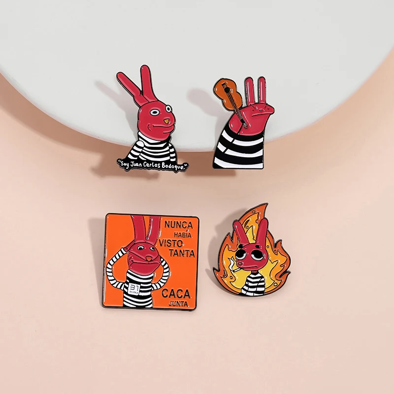 Humor Comedy Anime Movies Character Enamel Pins Cartoon Red Eared Rabbit Brooch Backpack Lapel Badge Jewelry Gifts for Friend image 5