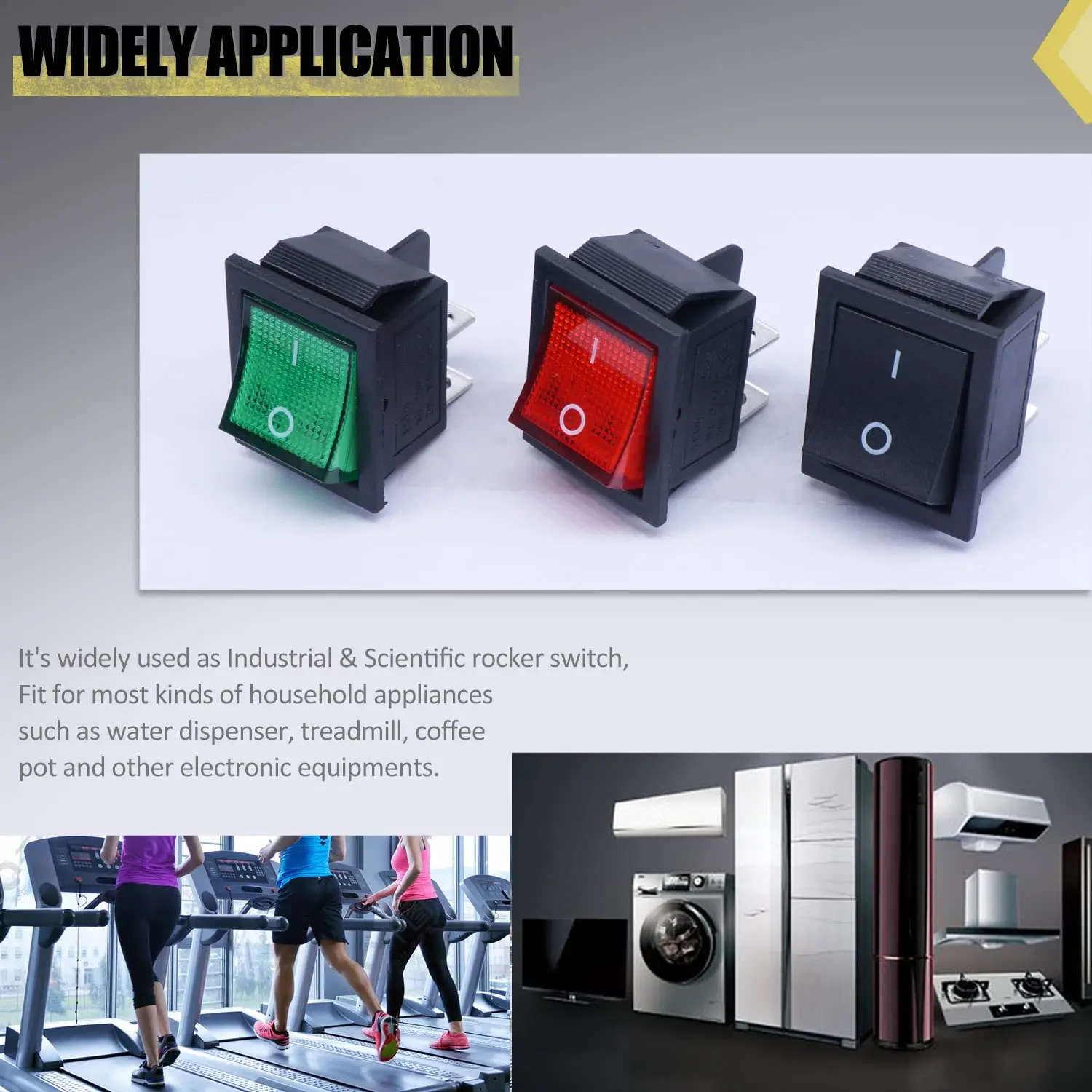 สวิตช์โยก KCD4 10 ชิ้น 4 ขา 2 ตำแหน่ง DPST เปิด-ปิด สีดำ สวิตช์โยกเรือขนาดเล็ก 20A 125VAC 16A 250VAC แบบกดติดตั้ง