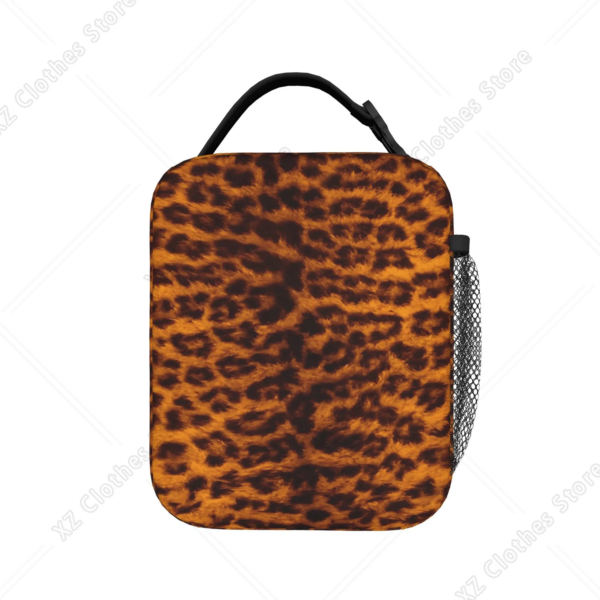 Beautiful Faux Leopard Skin Lunch Bag  Kawaii Lunch Box For Men  School Cooler Bag Oxford Thermal Tote Handbags