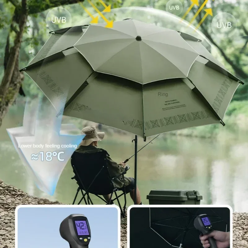 Outdoor Waterproof Awning Sunshade Umbrella for Beach Fishing Parasol Folding Portable Nature Hike Shelters Camping Accessories