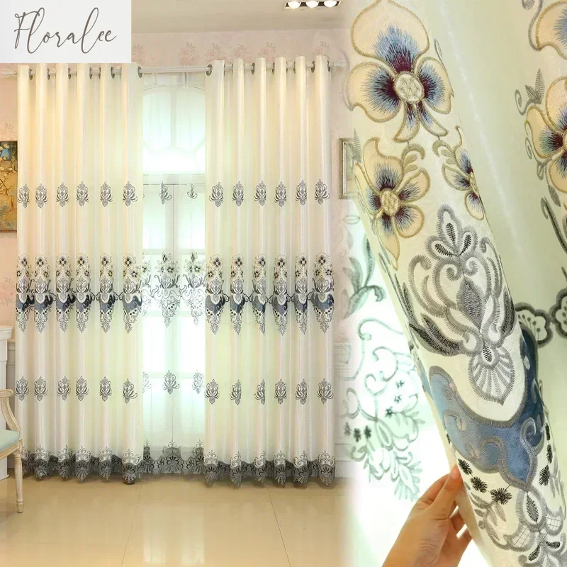 النمط الأوروبي المطرزة زين الانتهاء من ستائر التعتيم لغرفة المعيشة الطعام غرفة نوم غرفة نافذة فاخرة تخصيص #3