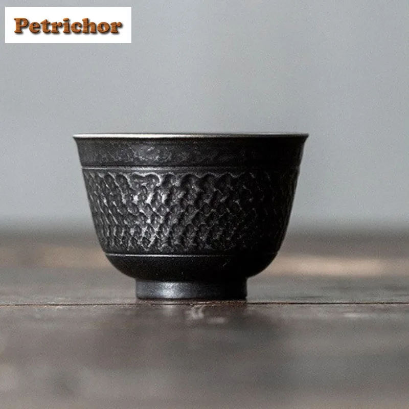 

2 шт./лот, черный нож ручной работы с рисунком, чашка для чая в стиле ретро, чайная чашка, кружка для дегустации чая, чашка для медитации, чашки Jianzhan Master, 65 мл