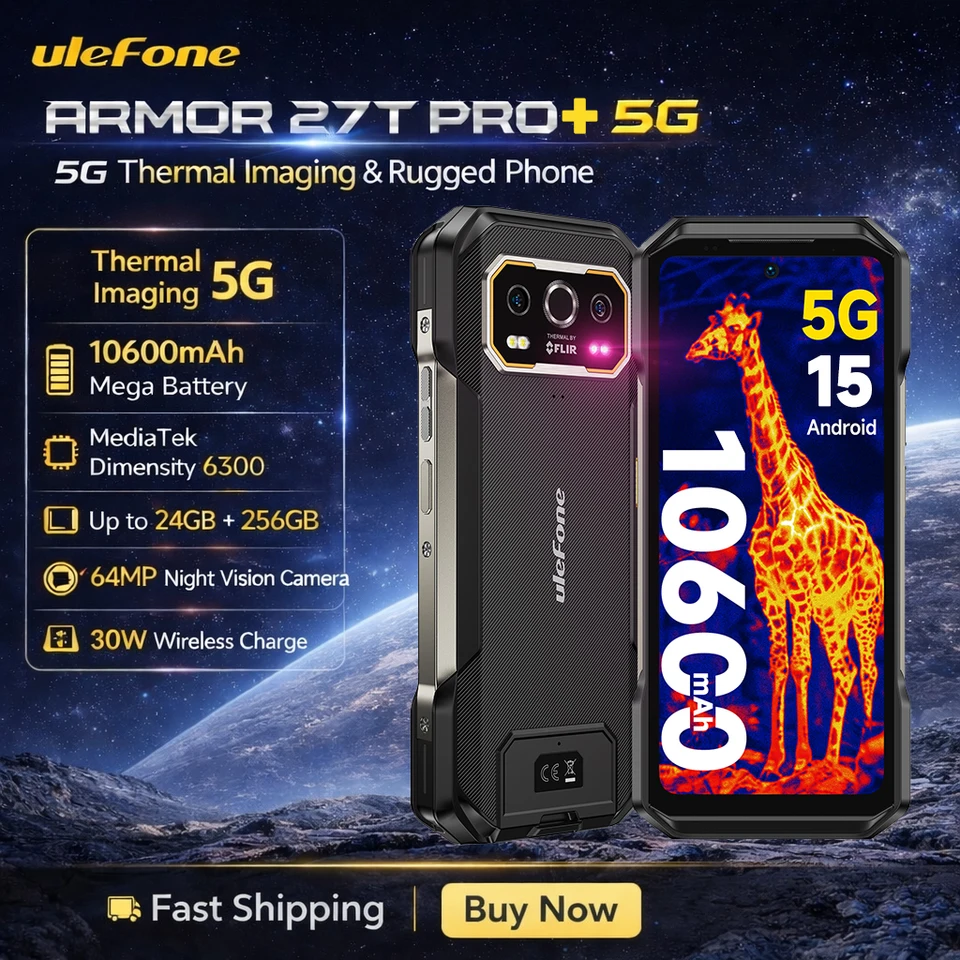 Ulefone Armor 27T Pro+ 5G 頑丈な携帯電話 10600mAh Android 15