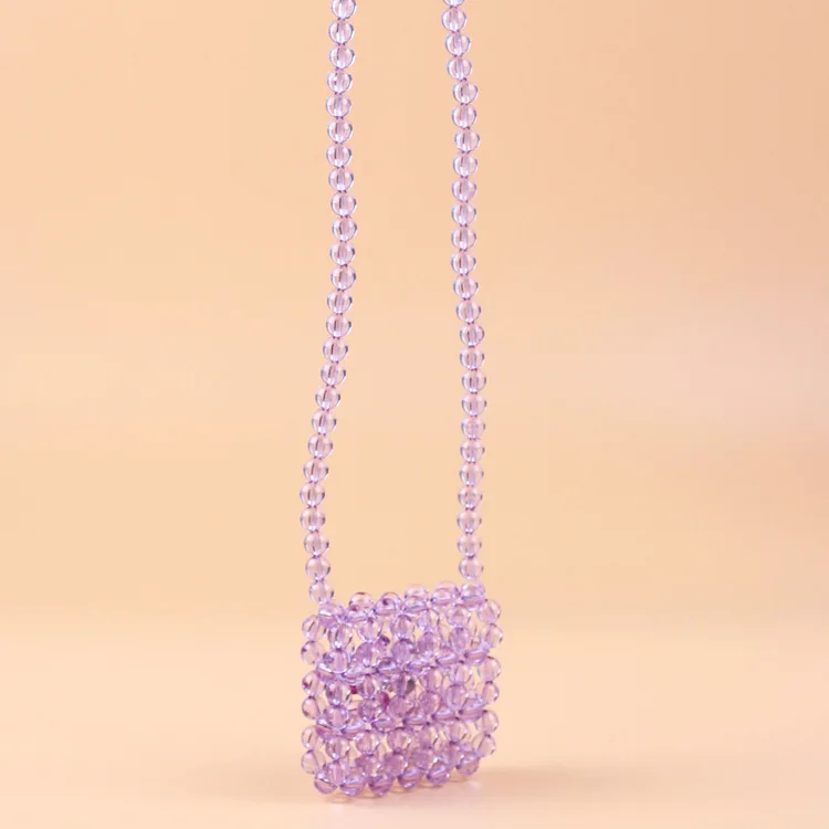 Famous Lady Ins Hot Hollow Out Hand-woven Beach Beaded Bag Flower Handbag Women Party Bag Totes Acrylic Evening Party