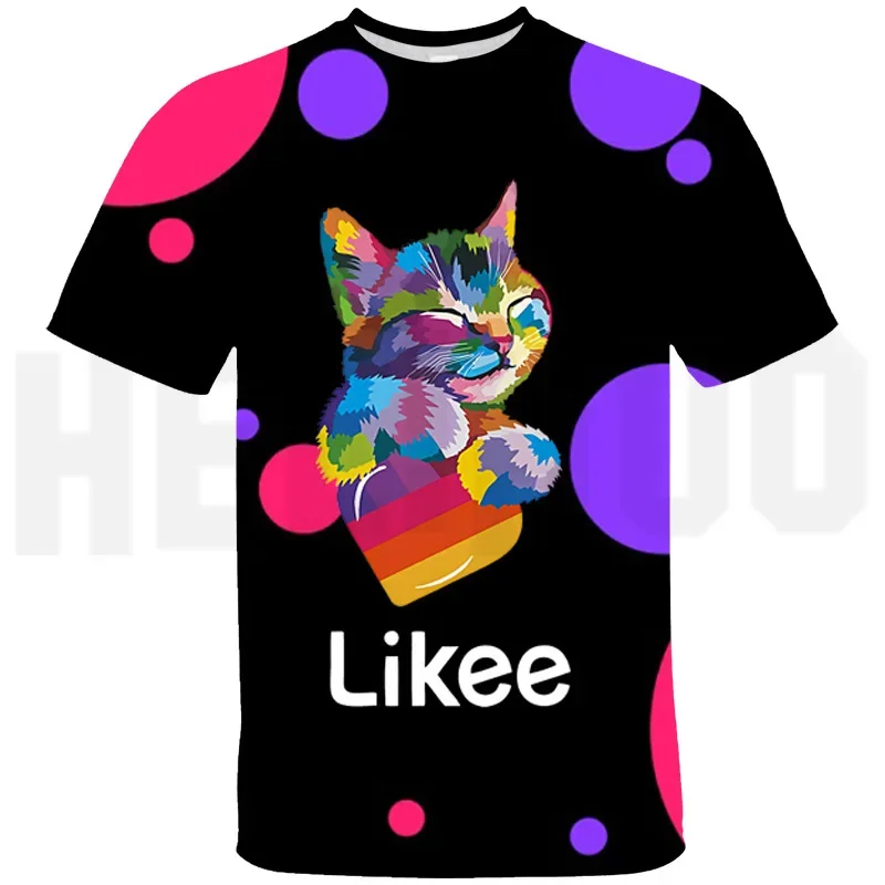 Russia LIKEE Video APP 3D Cartoon Cat Women T-Shirt Top Tee Streetwear Cute Anime Short Sleeve Teenager Girls Aesthetic TShirt