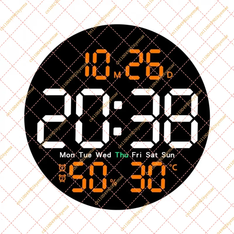 10 Inch LED Digital Wall Clock with Remote Control, Temperature Humidity Date Display & Alarm