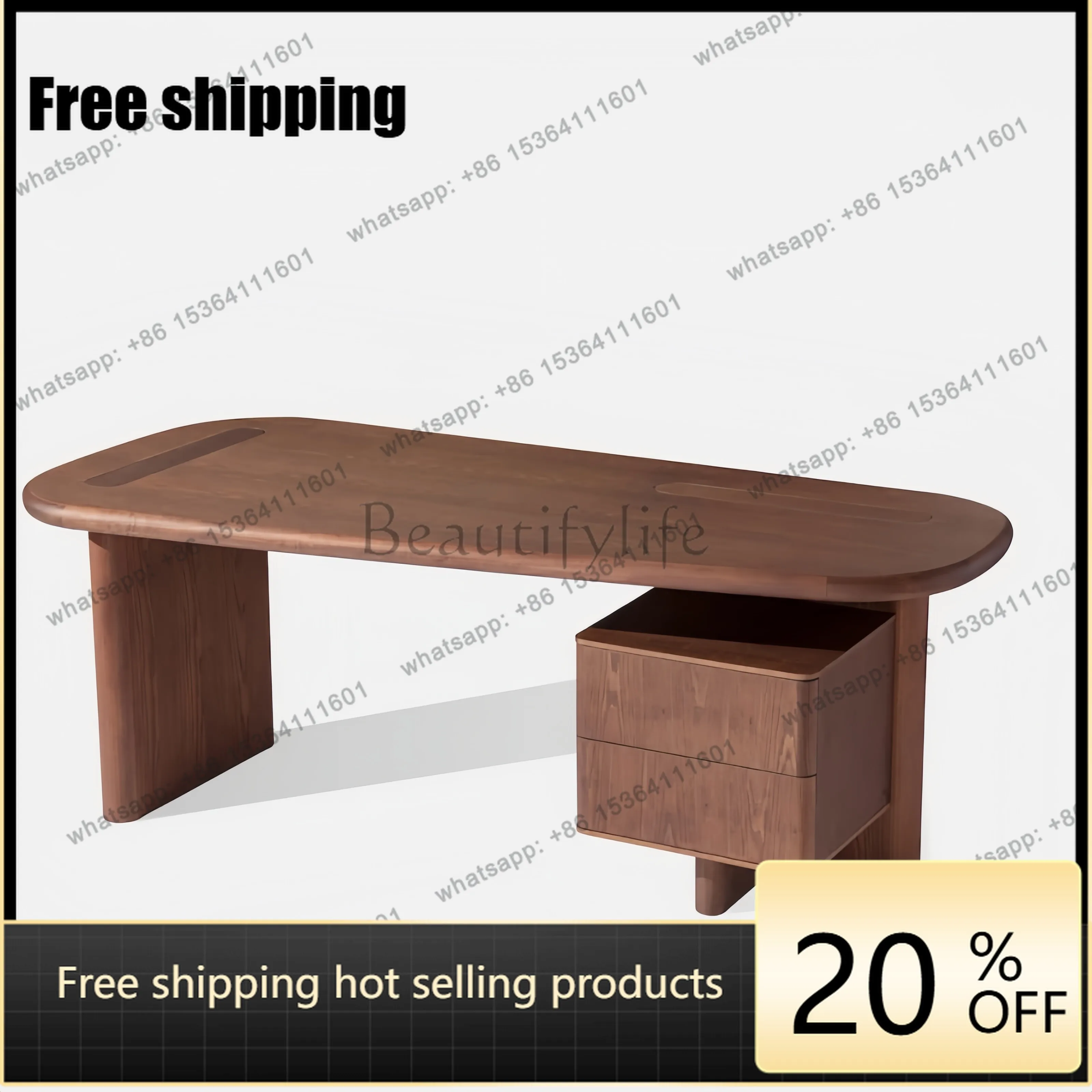 Medieval solid wood desk with drawers storage desk modern simplicity