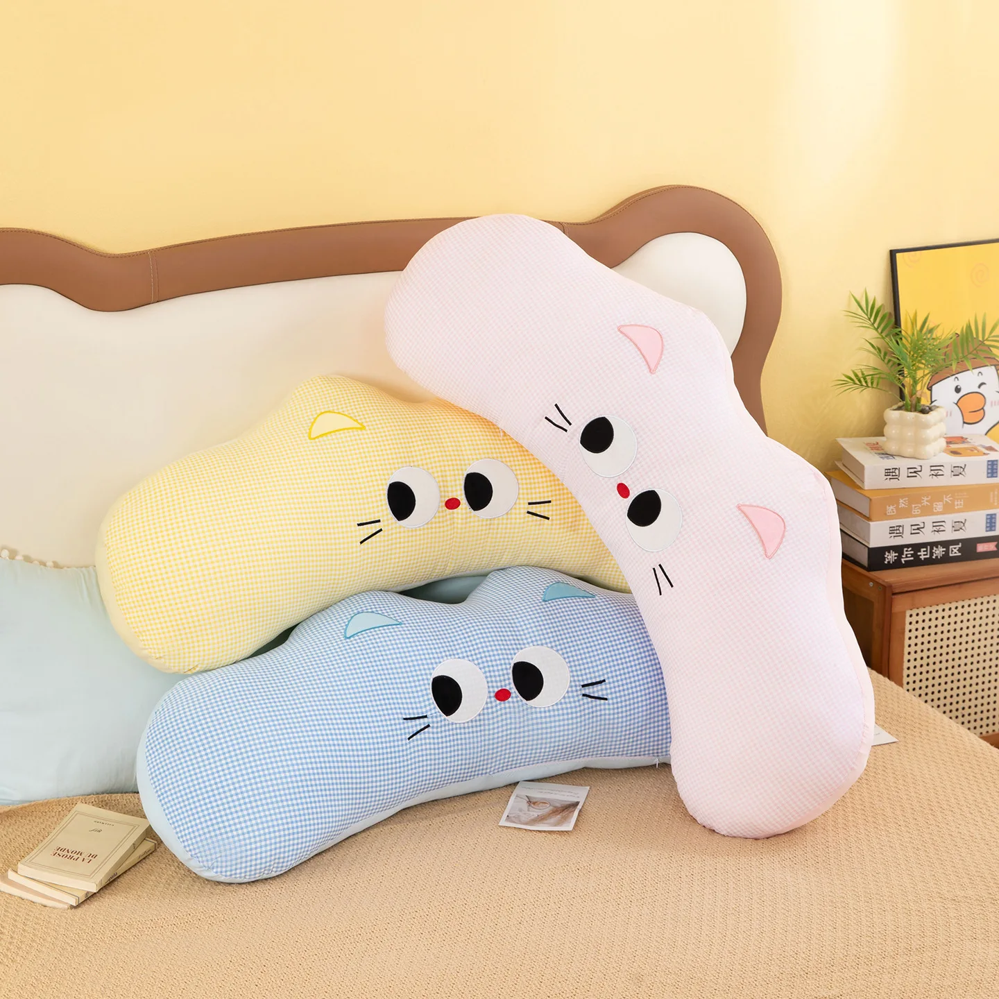 Dopamine Plaid Cat Long Body Pillow Leg Hug Sleep Bedside Cushion Dorm Decor Gift For Girls Super Soft Fluffy Cute Lovely
