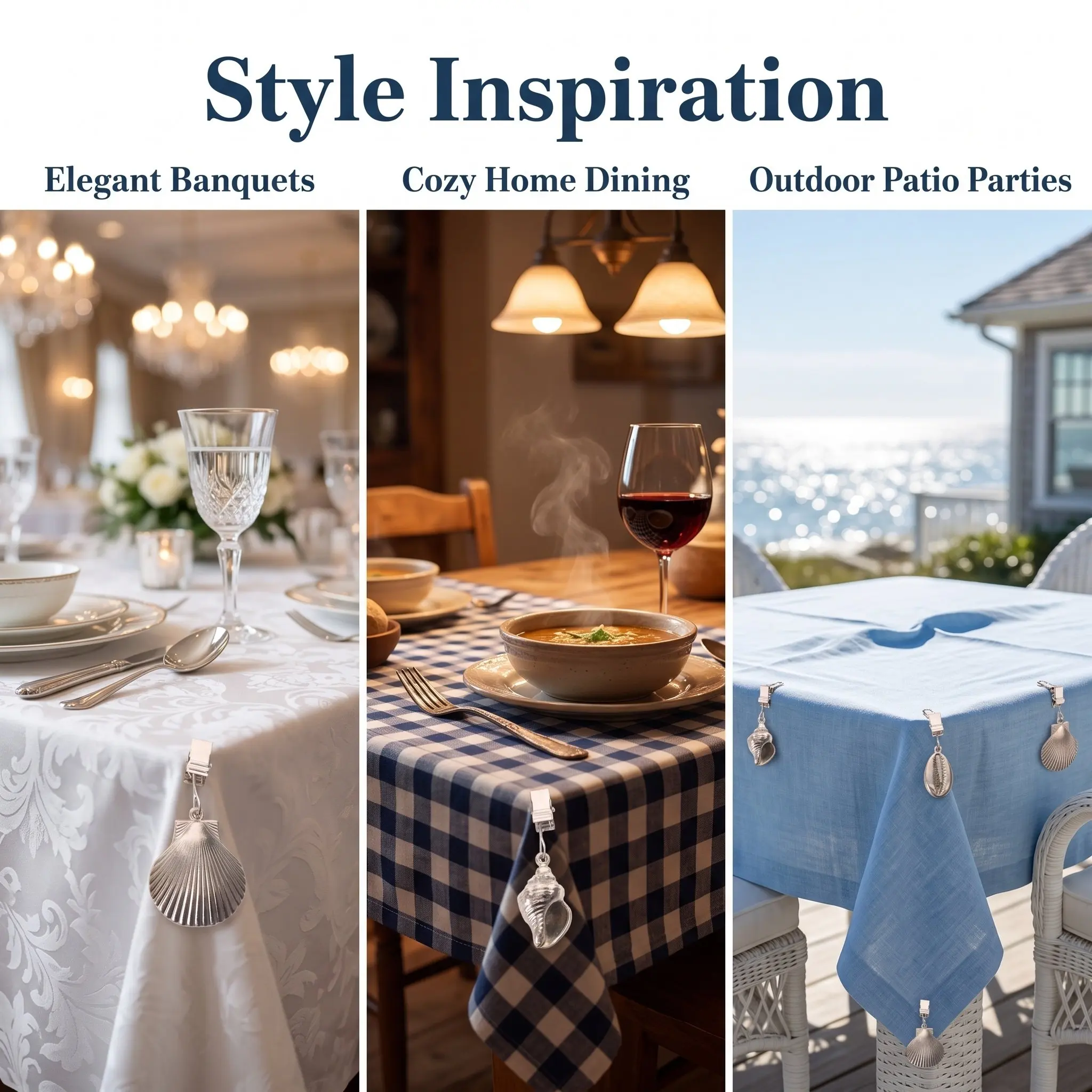 4 Pcs Mini Shell Pendant Tablecloth Weights  Decorative Tablecloth Outdoor Tablecloths Seashell Drapery Beach Nautical Clips
